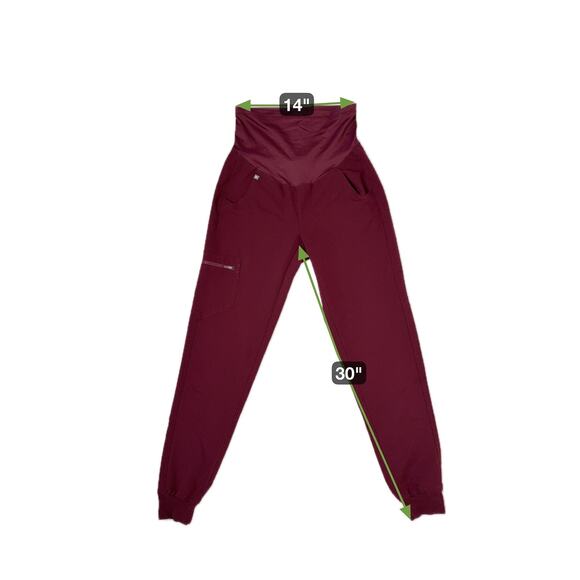 FIGS Maternity Jogger Scrubs Soft Stretch Pants Bottoms Burgundy XS - Picture 4 of 7